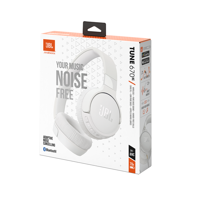 JBL Tune 670NC - White - Adaptive Noise Cancelling Wireless On-Ear Headphones - Detailshot 10 image number null